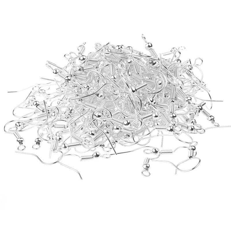Eco-Fused 18mm Earring Hooks - 200 pcs - Coil and Ball Style Nickel-Free Ear Wires - Silver-Plated Steel- Great for DIY Earrings (18mm Earring Hooks - 200 pcs, Silver Color) - Image 4